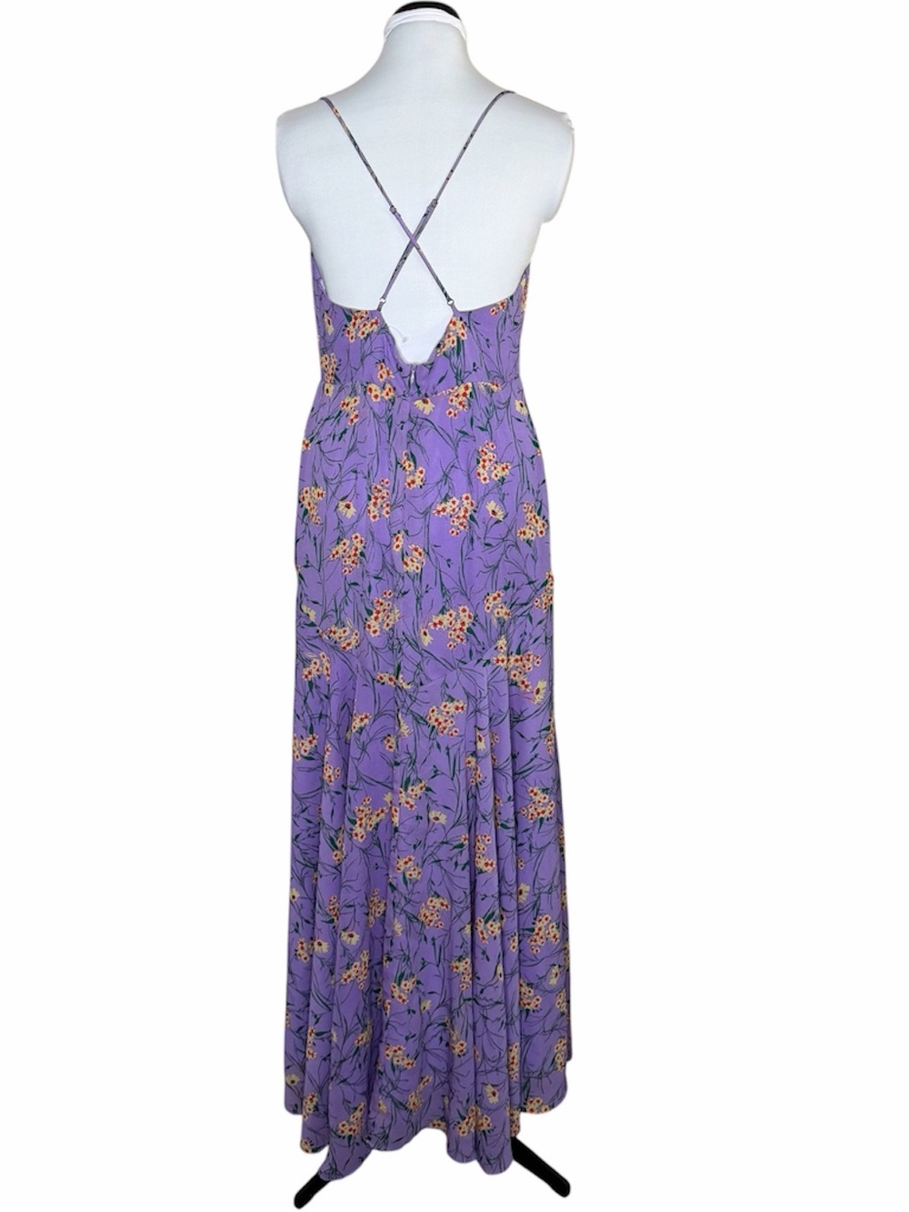 ASTR The Label Pandora Floral Maxi Dress Size Large Purple Yellow Slit Wedding - Picture 6 of 14